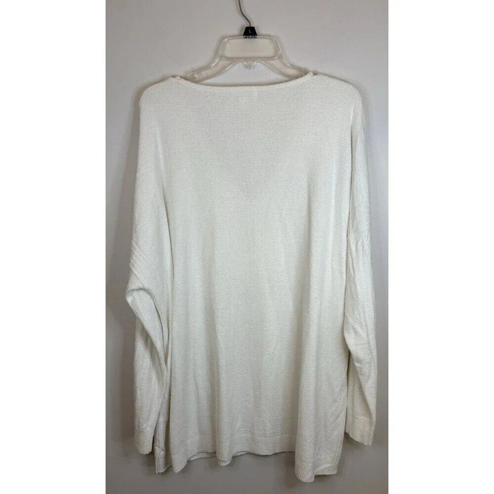 BAREFOOT DREAMS CozyChic Ultra Lite Ivory V Neck Pullover 3X Long Sleeve Sweater